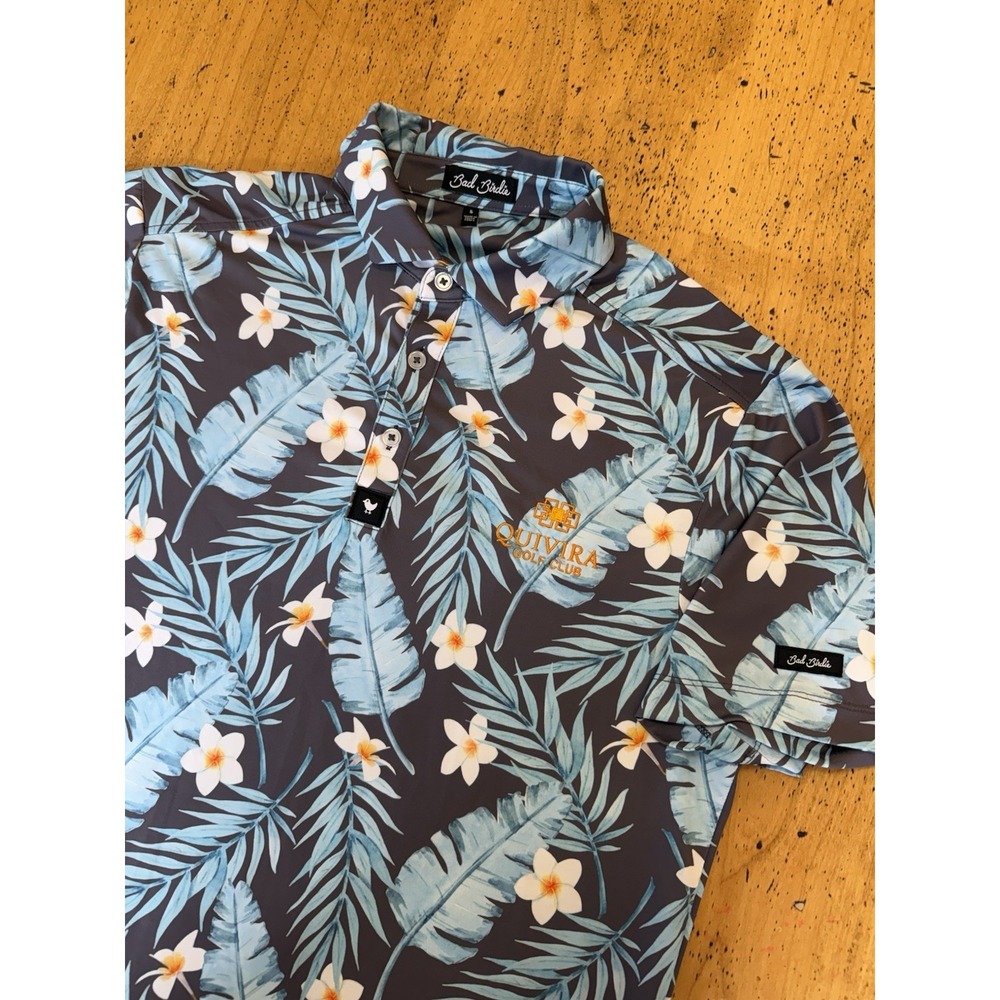 Quivera Cabo• Bad Birdie Men's Polo Small Short Sleeve Tropical Floral Print